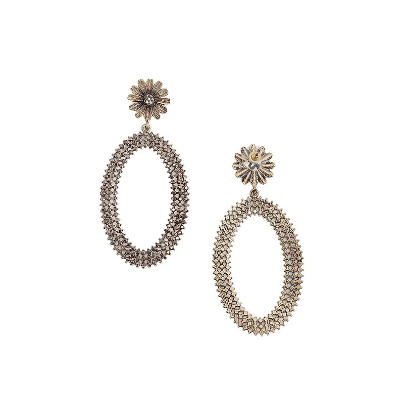 Maxi Daisy Intricate Oval Drop Earrings