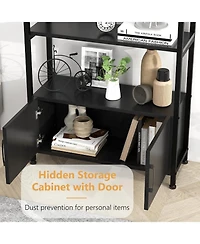 gaomon 4 Tier Bookshelf, Arched Bookcase with Doors Storage