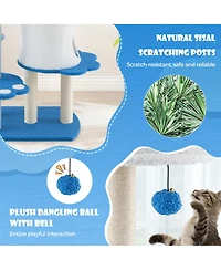 Gymax 54'' Cat Tree Tower w/ Sisal Scratching Posts Bell Cat Perch Cat Condo