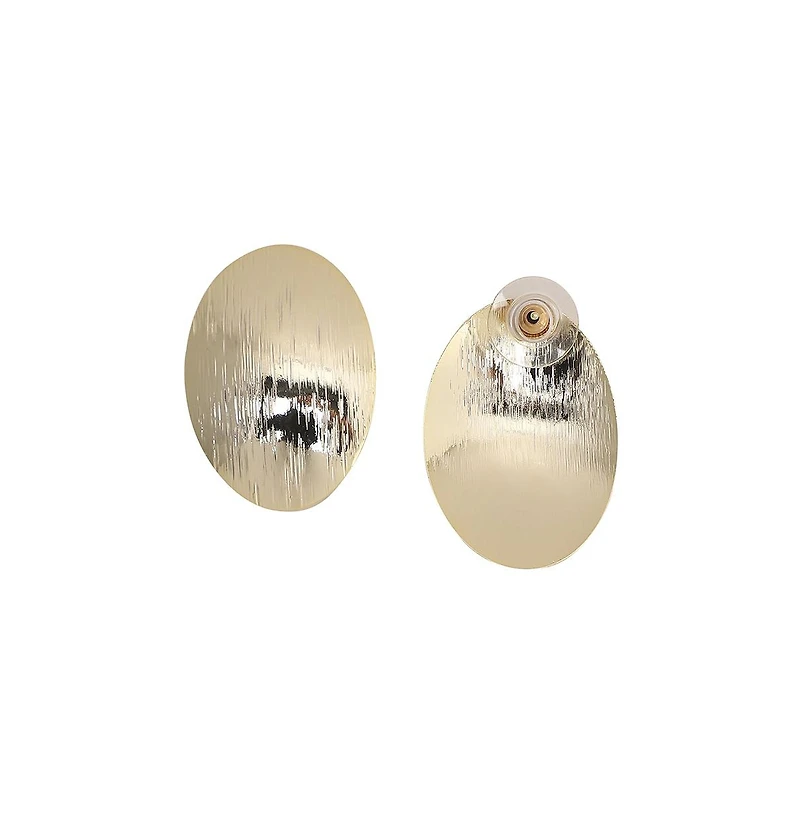 Textured Lined Circular Stud Earrings
