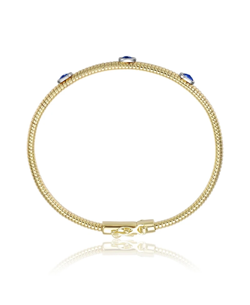 14K Gold Plated with Clear, Green, Red