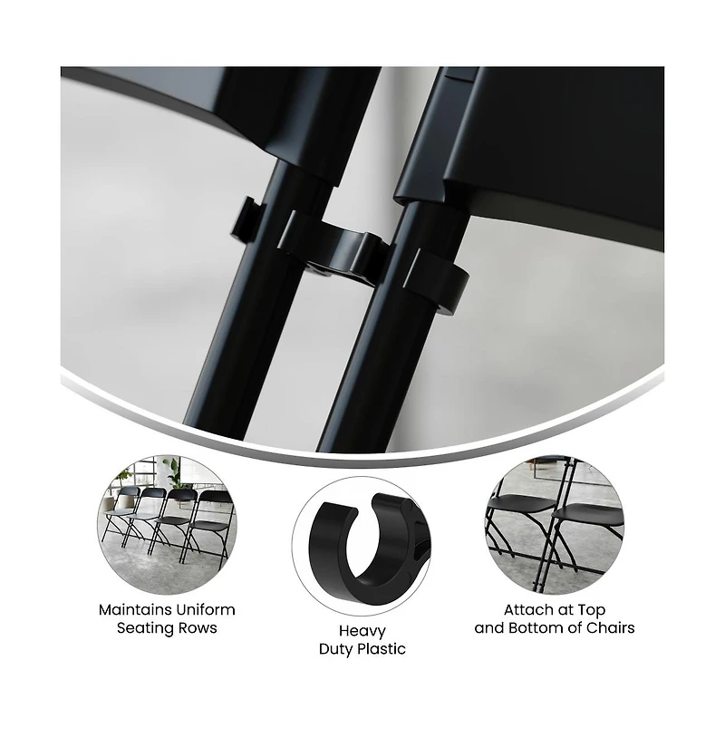 Mata Set Of 2 Wide Plastic Ganging Clips For Extra Chairs