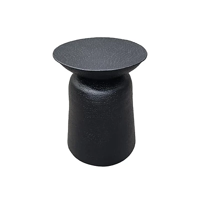Slickblue Round Side End Table with Handcrafted Hammered Design for Unique Accent Decor