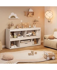 gaomon Wooden Kids Bookshelf and Toy Storage Organizer Kids Book Shelf with 5 Cubbies and 1 Drawer Kids Bookcase Kids Storage Cabinet for Playing Room