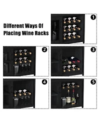 gaomon Wine Bar Cabinet with Detachable Wine Rack, Bar Rack Cabinet with Glass Holder and 1 Drawer, Mesh Door