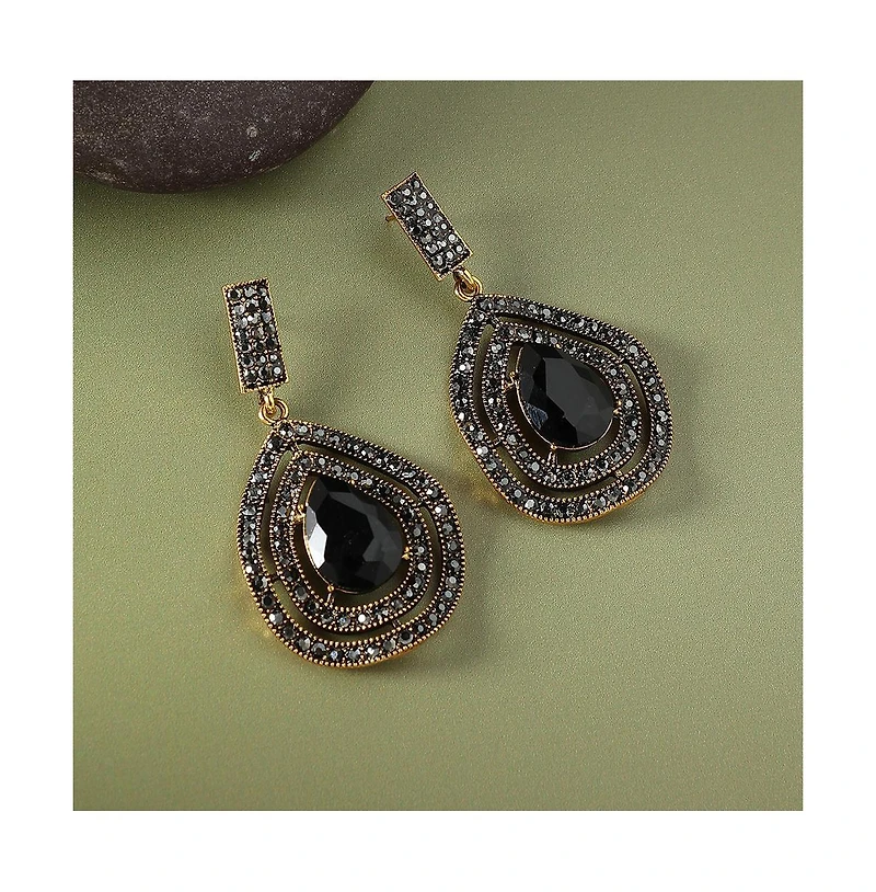 Embellished Lined Teardrop Earrings