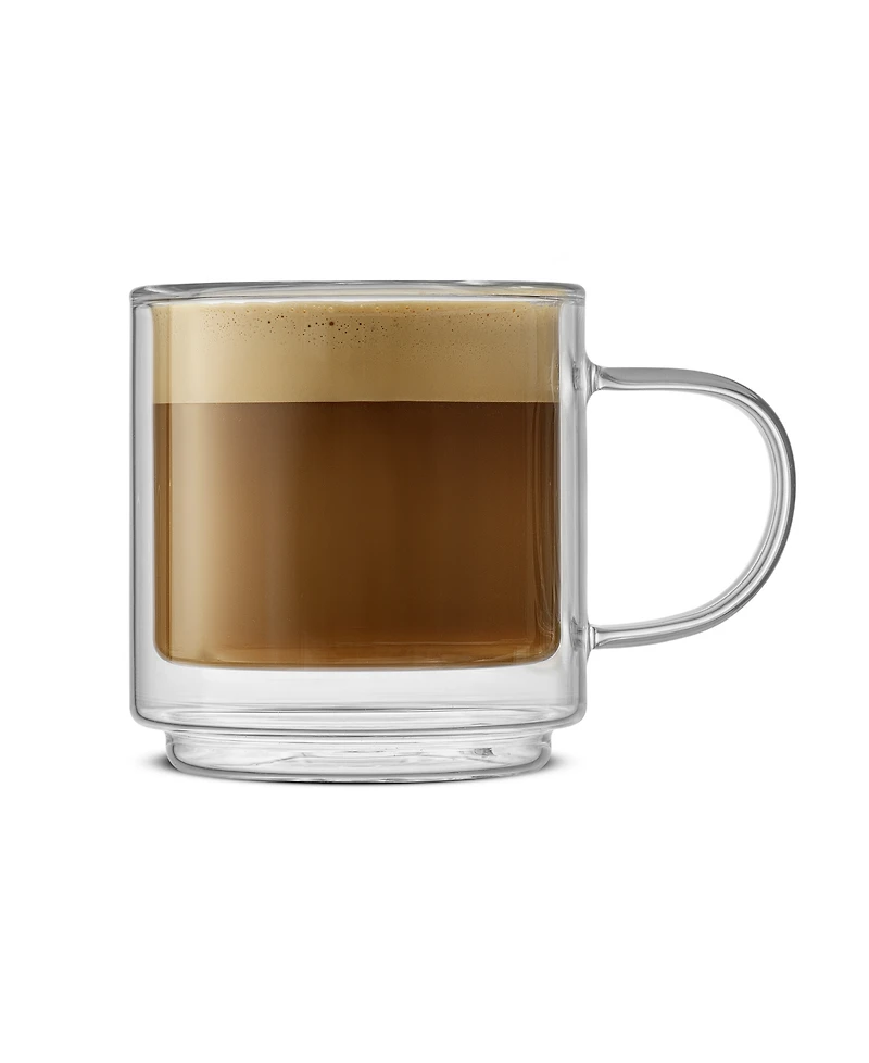 JoyJolt Haven Stackable Double Wall Glass Mugs, Set of 2
