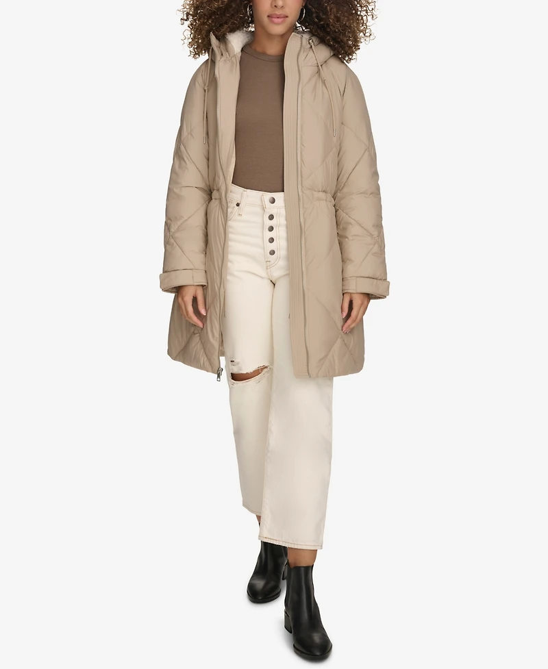 Levi's Women's Diamond Quilted Cinch Waist Parka Jacket
