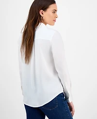 I.n.c. International Concepts Petite Button-Pocket Long-Sleeve Shirt, Exclusively at Macy's