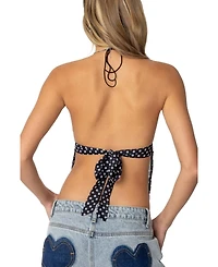 Edikted Women's Polka Dot Backless Chiffon Top