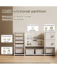 Lovmor Kids Toy Storage Organizer 8 storage cabinet Removable Toy Bins, 4-Tier Book organizers Storage and 2 cabinet storage