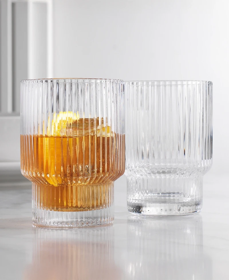 Godinger Sullivan Street Fluted Double Old Fashioned Glasses, Set of 4