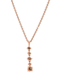 Brown & White Diamond Vertical Drop Pendant Necklace (1/2 ct. t.w.) in 14k Rose Gold, 16" + 2" extender
