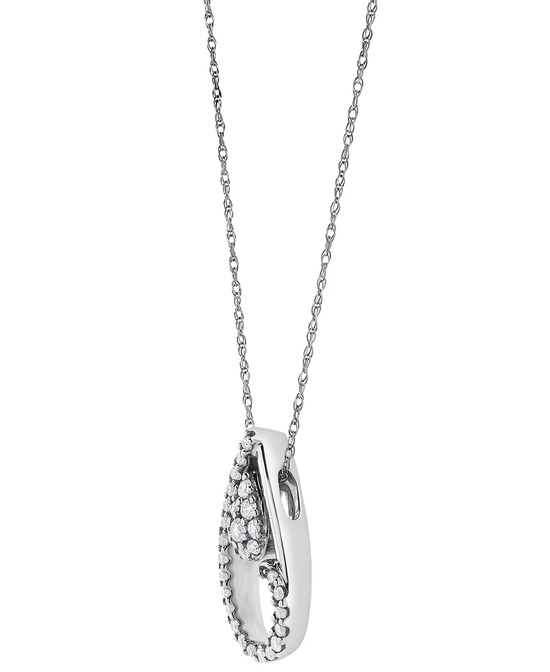 Diamond Halo Teardrop 18" Pendant Necklace (1/4 ct. t.w.) in 10k White Gold