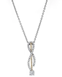 Diamond Ribbon Inspired 18" Pendant Necklace (1/2 ct. t.w.) in 14k Two-Tone Gold