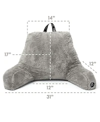 Faux Fur Supportive Backrest Reading Pillow for Adults & Kids - Blue