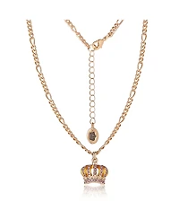 Juicy Couture Crown Pendant Necklace & Stud Earrings Set - Pink Crystal Embellished