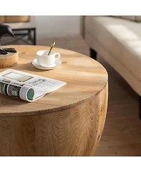 Lovmor 31.50"Vintage Style Bucket Shaped Coffee Table with storage function, for Office, Dining Room and Living Room