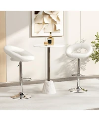 Gymax Set of 4 Adjustable Bar Stools Swivel Pub Chairs Barstools Pu Leather