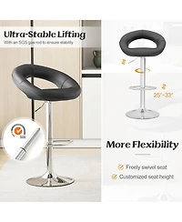 Gymax Set of 4 Adjustable Bar Stools Swivel Pub Chairs Barstools Pu Leather