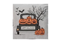 Halloween Pickup Truck Accent Throw Pillow, 18" x 18" With Light-Up Led