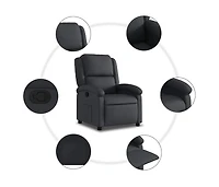 Recliner Chair Black Real Leather