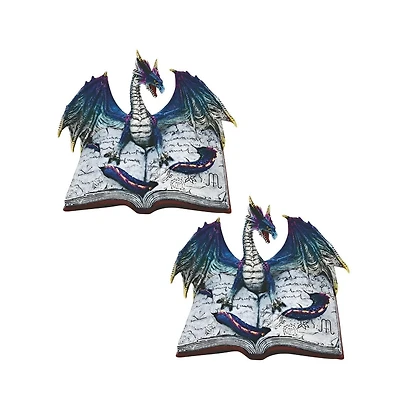 Fc Design "2-pc Set" 8.75"W Blue Book of Dragon Figurine Statue Ornament Home Room Office Decor and Perfect Ideas for Housewarming, Holidays and Birth