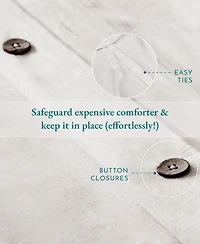 3-Piece Duvet Cover Set, Luxury 100% Cotton Oversized King with 2 Pillow Shams, Button Closure, Corner Ties by California Design Den
