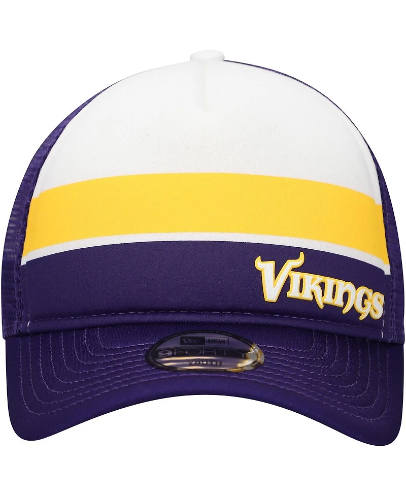 New Era Big Boys and Girls Purple Minnesota Vikings Sport Night Color Block 9FORTY A-Frame Trucker Adjustable Hat