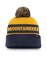 Nike Men's Gold/Navy West Virginia Mountaineers Primetime Peak Cuffed Knit Hat with Pom