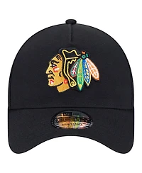 New Era Men's Black Chicago Blackhawks Core A-Frame 9FORTY Adjustable Hat