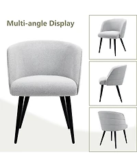 Dyhome Upholstered Fabric Dining Chairs with Black Metal Legs, Modern Curved Backrest Kitchen Chairs