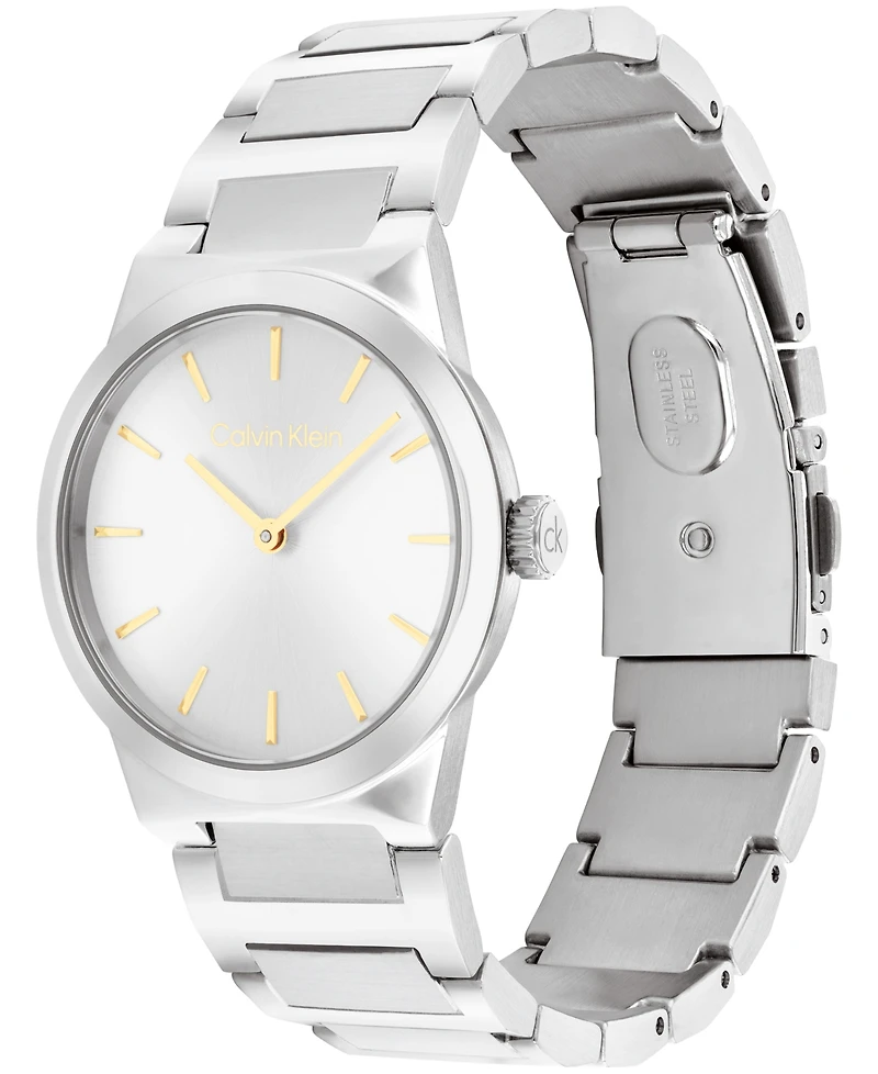 Calvin Klein Women's Ck Linear Elegance Silver Tone Stainless Steel Bracelet Watch