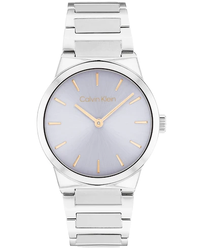 Calvin Klein Women's Ck Linear Elegance Silver Tone Stainless Steel Bracelet Watch, 32mm