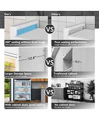 Mega Casa 3 Door Accent Cabinet, 4 Tier Kitchen Organizer Shelf, White