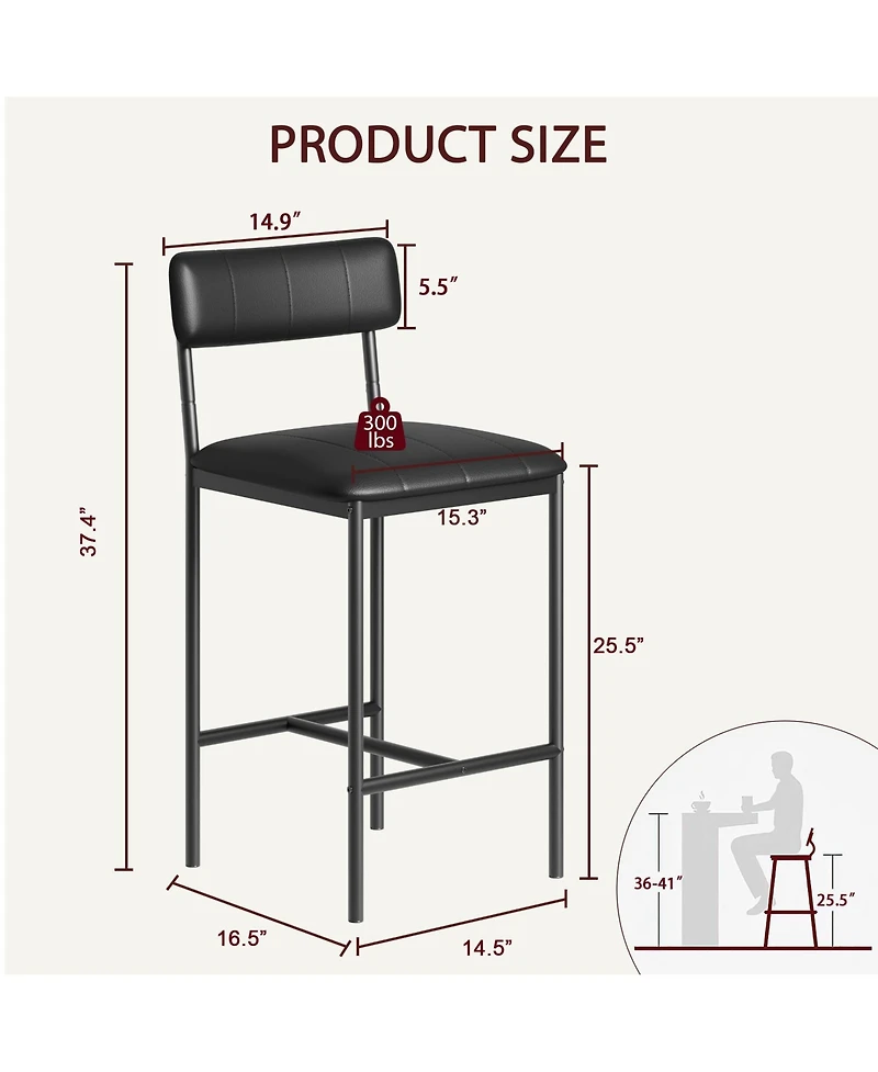 gaomon Dining Chairs Set of 2, Upholstered Dining Chairs with Back, Pu Leather Dining Kitchen Chair for Kitchen, Apartment, Dinner, Comfortable Seat,