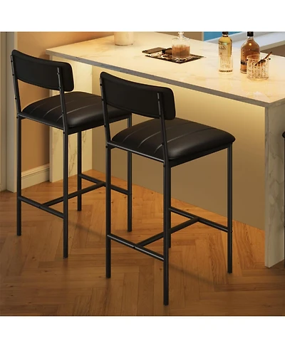 gaomon Dining Chairs Set of 2, Upholstered Dining Chairs with Back, Pu Leather Dining Kitchen Chair for Kitchen, Apartment, Dinner, Comfortable Seat,