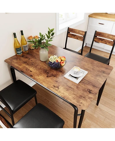 Dining Table for 4, Small Table and Chairs Set of 4, Square Dinette Set for 4, Dinner Table Set, 5 Piece Kitchen & Dining Room Sets for Small Space, A