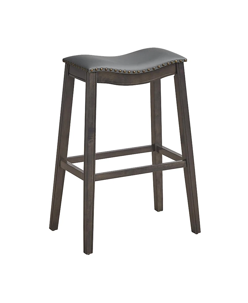Gymax Set of 2 Saddle Bar Stools Bar Height Kitchen Chairs w/ Rubber Wood Legs