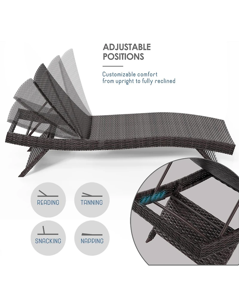 Nestl Outdoor Patio Chaise Wicker Lounge Chair with Reclining Backrest