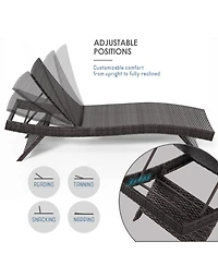 Nestl Outdoor Patio Chaise Wicker Lounge Chair with Reclining Backrest