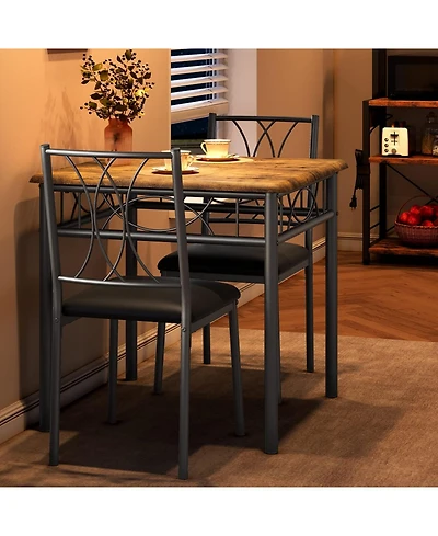 gaomon Dining Table and Chairs Set, Square Dining Room Table Set for Kitchen, Dining Room, Apartment, Dinette, Breakfast-Rustic Upholstered Chairs