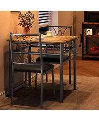 gaomon Dining Table and Chairs Set, Square Dining Room Table Set for Kitchen, Dining Room, Apartment, Dinette, Breakfast-Rustic Upholstered Chairs