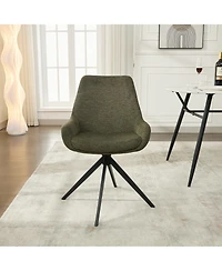 Dyhome Linen Upholstered Swivel Side Chair, Mid Century Modern Dining Chairs with Metal Frame, Set of 1