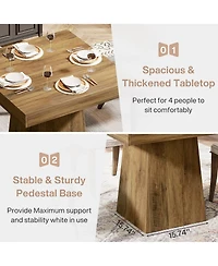Tribesigns Square Dining Table for 4, 31.5-Inch Kitchen Table Small Dinner Table with Sturdy Pedestal Base, Farmhouse Dining Room Table