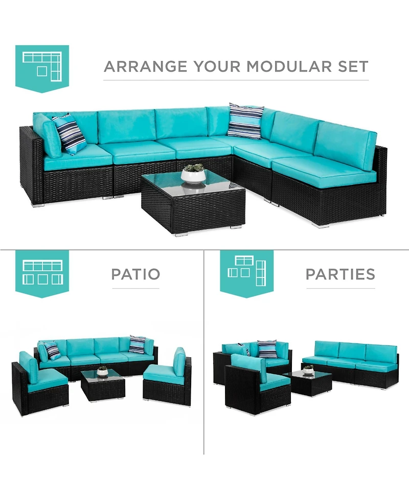 Best Choice Products 7-Piece Outdoor Modular Patio Conversation Furniture, Wicker Sectional Set
