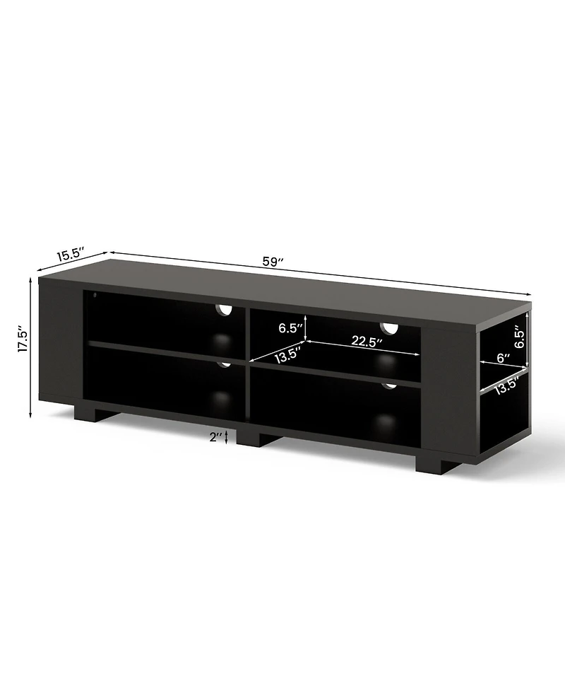 Gouun 59 Inch Console Storage Entertainment Media Wood Tv Stand
