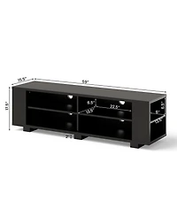 Gouun 59 Inch Console Storage Entertainment Media Wood Tv Stand