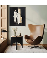 LuxenHome Modern Black and Brown Square Side and End Table