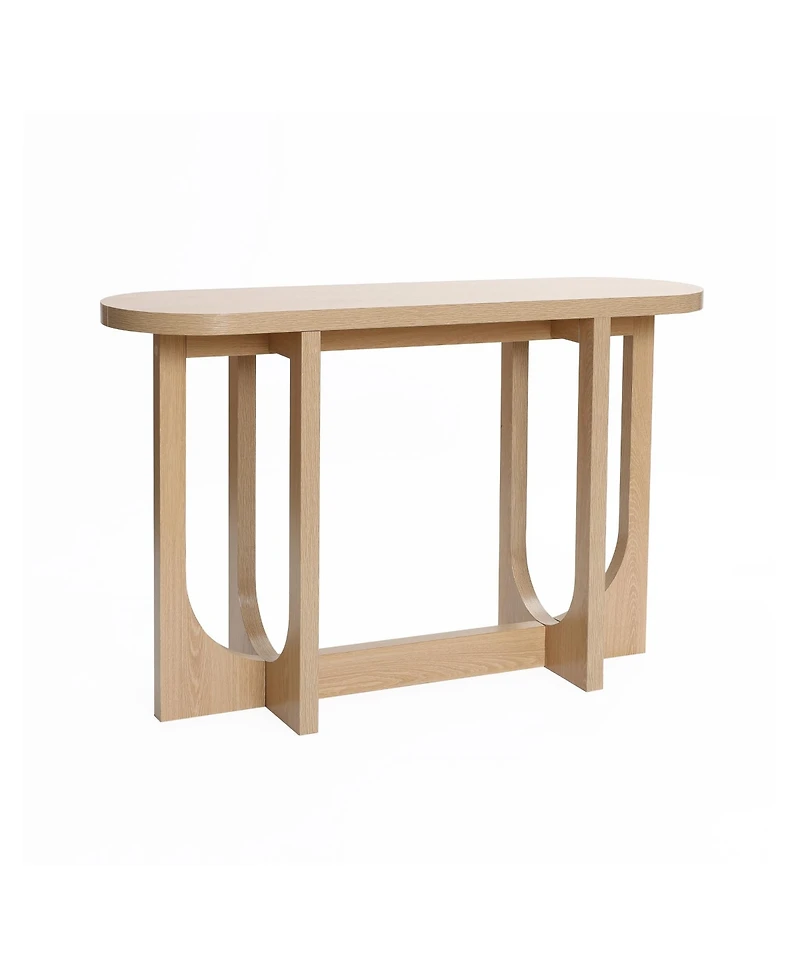 LuxenHome Natural Finish Mdf Wood 47-Inch Long Oval Console Table